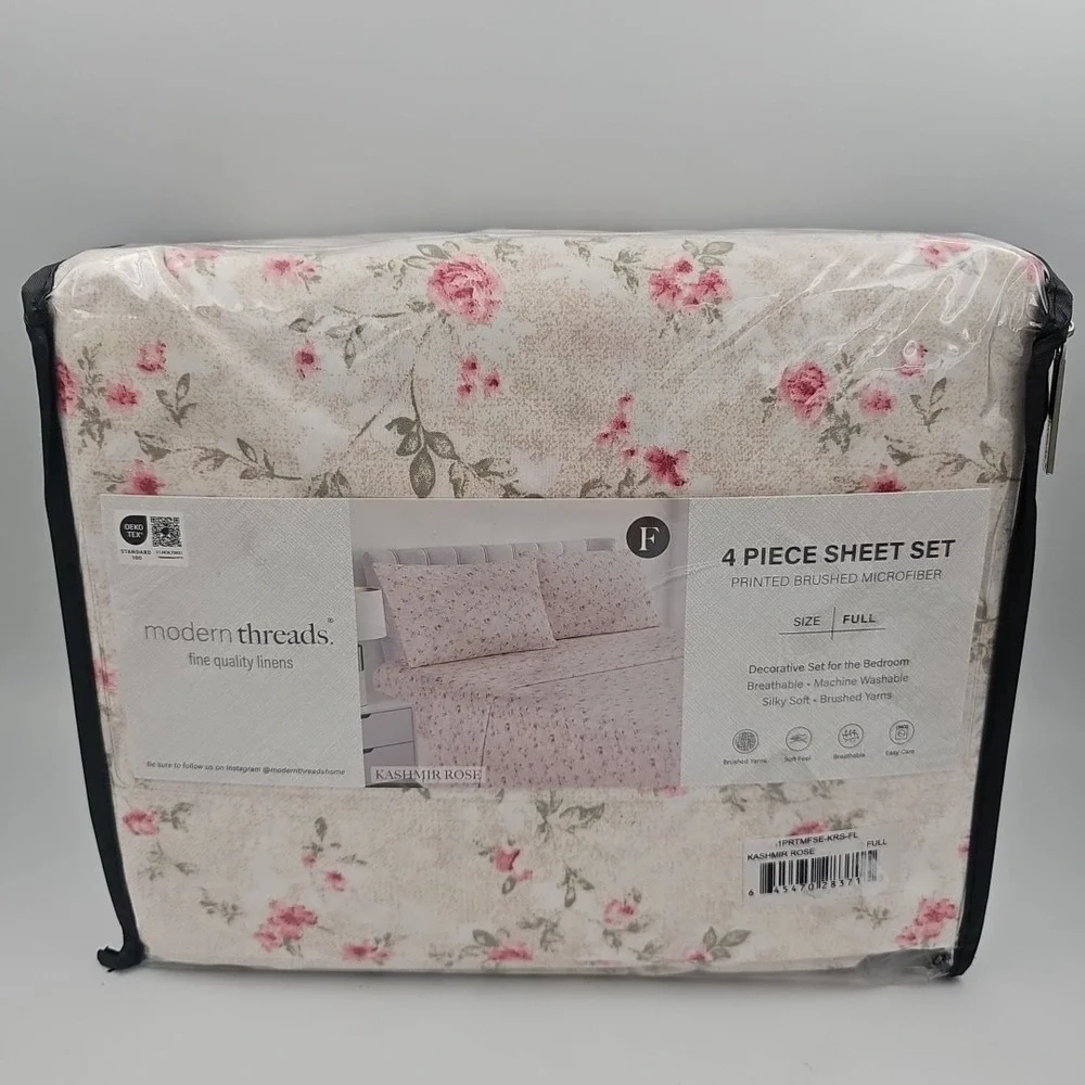 Modern Threads 4-Piece Silky Soft‎ Microfiber Full Size Sheet Set Kashmir Rose